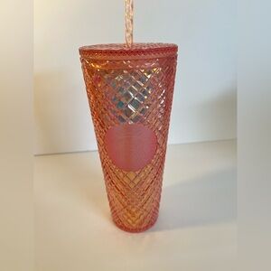 New Starbucks Winter Holiday Jeweled Tumbler Cold 24 oz Cup - Rose Gold